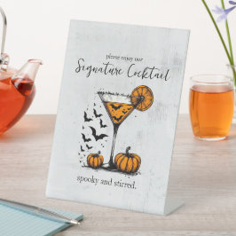 Pompoen Martini Signature Drink Reclamebord Met Voetstuk