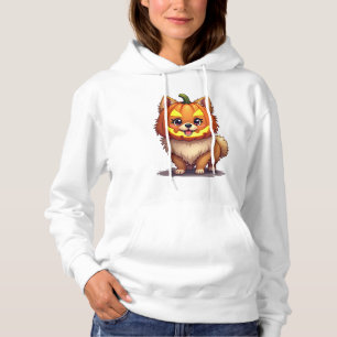 Pompoen Masker Pomeranian Hond Hoodie