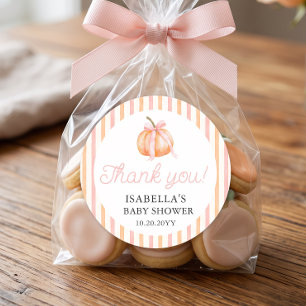 Pompoen Meisje Baby Shower Dank Je Ronde Sticker