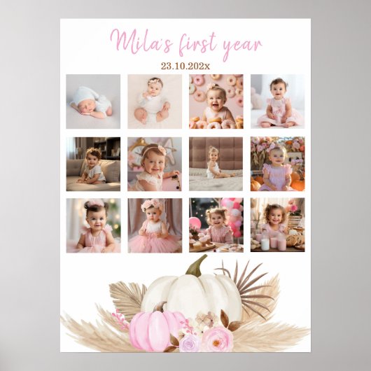 Pompoen Meisje Eerste Jaar Foto Milestone Poster (Voorkant)