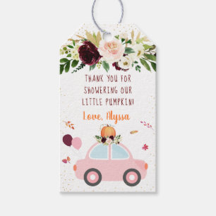 pompoen meisje rijden door Baby shower dank u Cadeaulabel