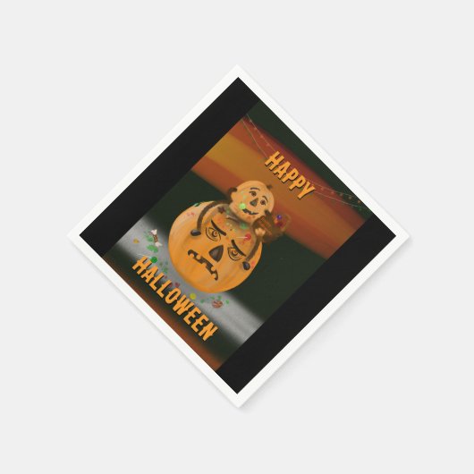 Pompoen Mess Halloween servetten (Hoek)