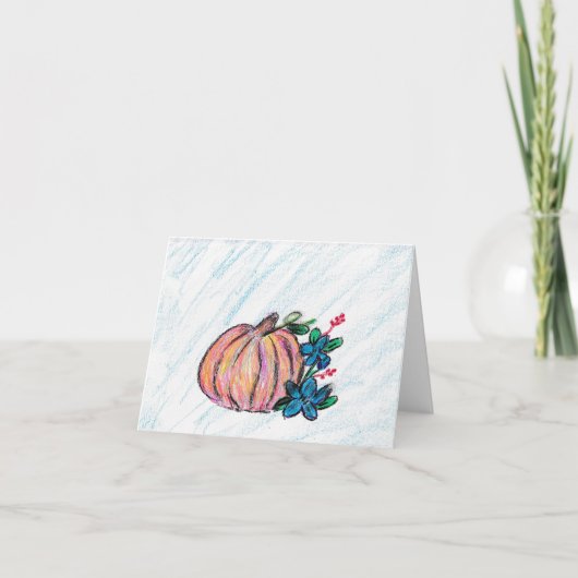 Pompoen met blauwe bloemen bedankkaart (Voorkant)