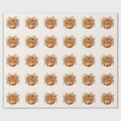 Pompoen met bloemen- cadeaupapier (Vlak)