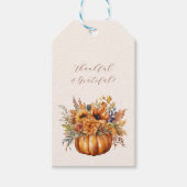 Pompoen met bloemen-dankbaar & dankbaar cadeaulabel (Voorkant)