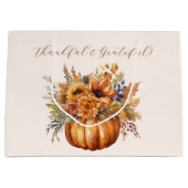 Pompoen met bloemen- dankbaar en dankbaar- groot cadeauzakje (Voorkant)