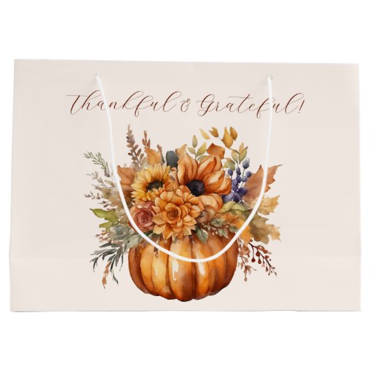 Pompoen met bloemen- dankbaar en dankbaar- groot cadeauzakje (Achterkant)