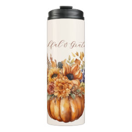 Pompoen met bloemen- dankbaar en dankbaar- thermosbeker
