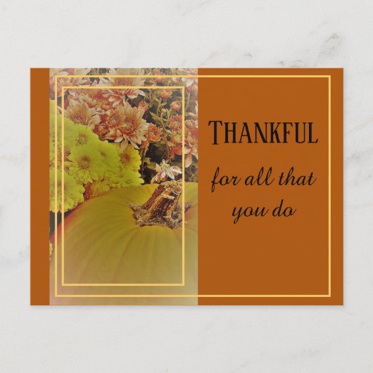 Pompoen met chrysanten 2 / dankbaar briefkaart (Voorkant)