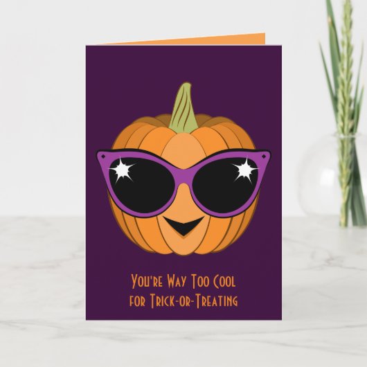 Pompoen met Cool Retro Cat Sunglazen Halloween Kaart (Voorkant)