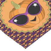 Pompoen met Cool Retro Cat Sunglazen Halloween Korte Tafelloper (Hoek)