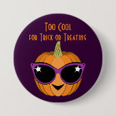 Pompoen met Cool Retro Cat Sunglazen Halloween Ronde Button 7,6 Cm (Voorkant)