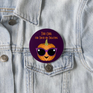 Pompoen met Cool Retro Cat Sunglazen Halloween Ronde Button 7,6 Cm