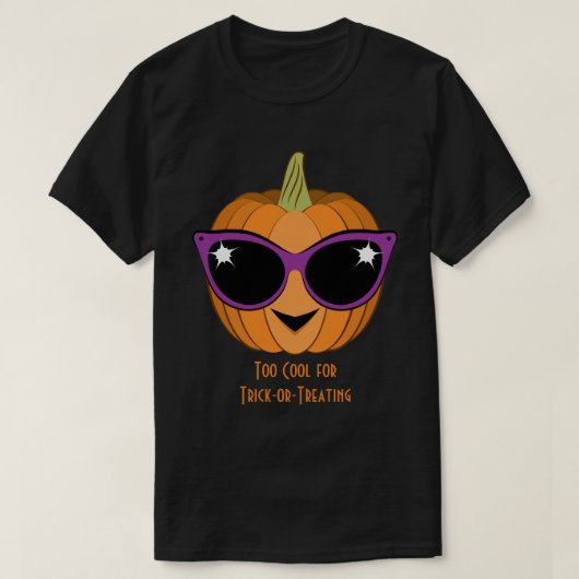 Pompoen met Cool Retro Cat Sunglazen Halloween T-shirt (Design voorkant)