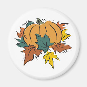 Pompoen met de Bladeren van de Herfst Magneet