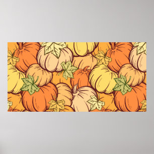  pompoen met de hand verdrinken en naadloze pat poster