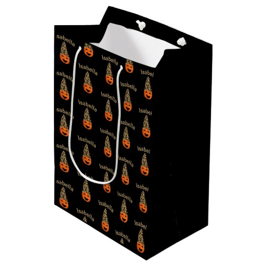 Pompoen met een luipaardhoed medium cadeauzakje (Voorkant Gekanteld)