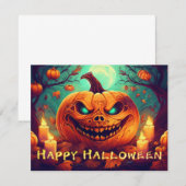 Pompoen met eng gezicht tussen kaarsen, Halloween (Voorkant / Achterkant)