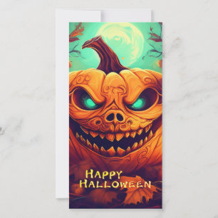 Pompoen met eng gezicht tussen kaarsen, Halloween