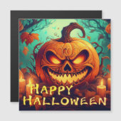 Pompoen met eng gezicht tussen kaarsen, Halloween (Voorkant / Achterkant)