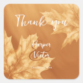 Pompoen met esdoornbladeren Accent Fall bruiloft Vierkante Sticker (Voorkant)