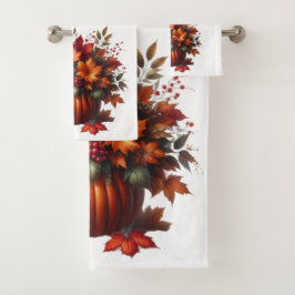Pompoen met Fall Leaves-Herfst Decor- Bad Handdoek