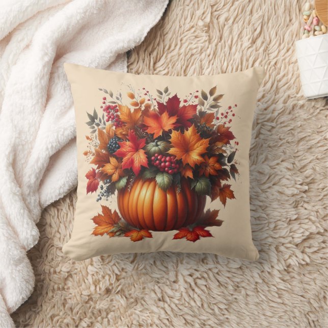 Pompoen met Fall Leaves-Thanksgiving- Kussen (Deken)