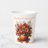 Pompoen met Fall Leaves-Thanksgiving- Papieren Bekers (Achterkant)