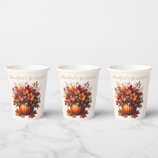Pompoen met Fall Leaves-Thanksgiving- Papieren Bekers (Multi)