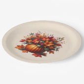 Pompoen met Fall Leaves-Thanksgiving- Papieren Bordje (Gekanteld)