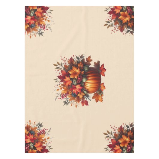 Pompoen met Fall Leaves- Thanksgiving- Tafelkleed (Voorkant)