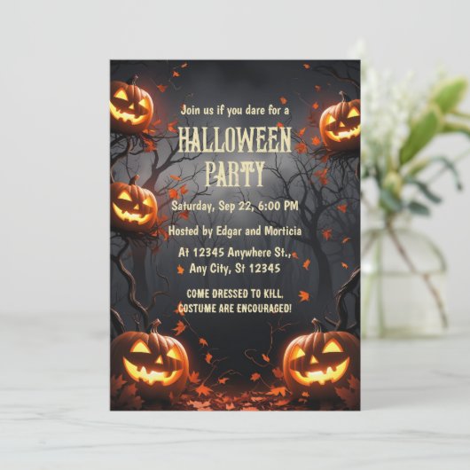 Pompoen met Forest Halloween Kaart (Staand voorkant)