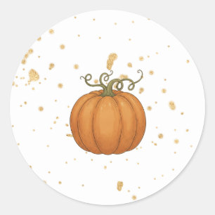 Pompoen met goud waterverf baby shower ronde sticker