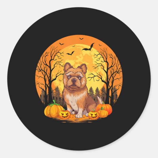 Pompoen Met Grappig Halloween Kostuum Brussel Ronde Sticker (Voorkant)