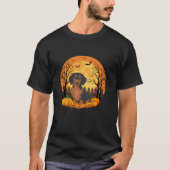 Pompoen met grappige Halloween kostuum teckel hond T-shirt (Voorkant)