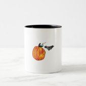 Pompoen met grijze vleermuis tweekleurige koffiemok (Center)