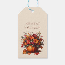 Pompoen met herfstbladeren - dankbaar en dankbaar