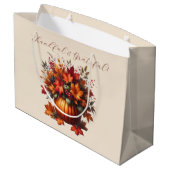 Pompoen met herfstbladeren - Thanksgiving Groot Cadeauzakje (Achterkant Gekanteld)