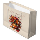Pompoen met herfstbladeren - Thanksgiving Groot Cadeauzakje (Voorkant Gekanteld)