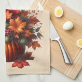 Pompoen met herfstbladeren - Thanksgiving-Home Dec Theedoek (Quarter Fold)