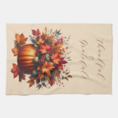 Pompoen met herfstbladeren - Thanksgiving-Home Dec Theedoek (Horizontaal)