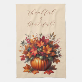 Pompoen met herfstbladeren - Thanksgiving-Home Dec Theedoek