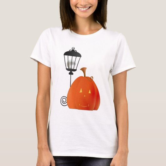 Pompoen met Lamp Post T-shirt (Voorkant)