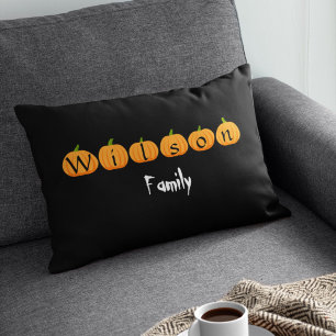 Pompoen met Monogram Familienaam Custom Halloween Kussen