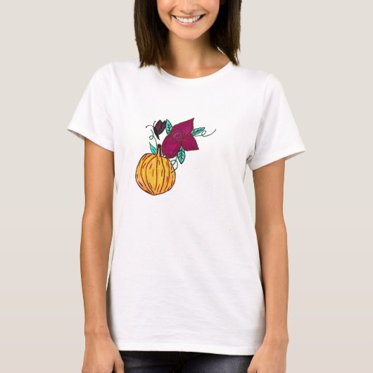 Pompoen met Paarse vlinder T-shirt (Voorkant)