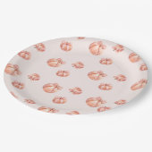 Pompoen met Pink Bow Girl Baby shower Papieren Bordje (Gekanteld)