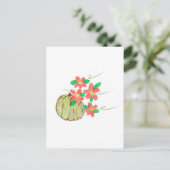Pompoen met rode bloemen briefkaart (Staand voorkant)