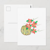 Pompoen met rode bloemen briefkaart (Voorkant / Achterkant)