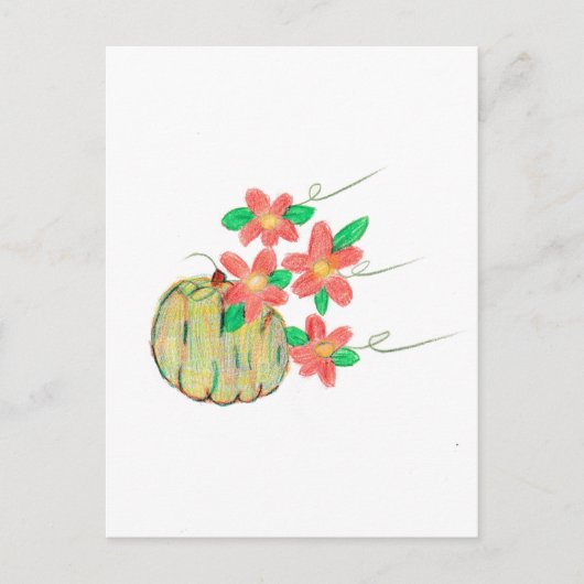 Pompoen met rode bloemen briefkaart (Voorkant)