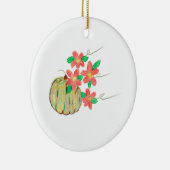 Pompoen met rode bloemen keramisch ornament (Rechts)